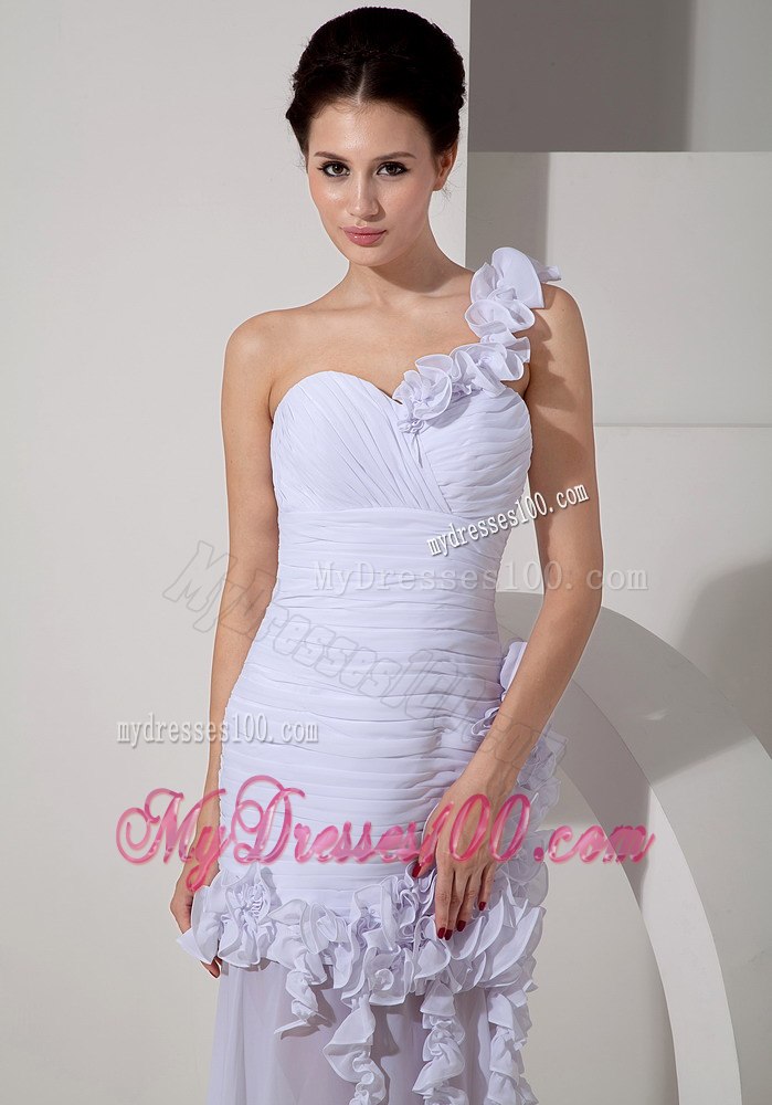Best Column Detachable One Shoulder Long Flowers Wedding Dresses