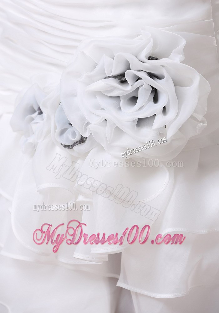 High Slit Brush Train Strapless Mermaid Trumpet Layers Wedding Dress