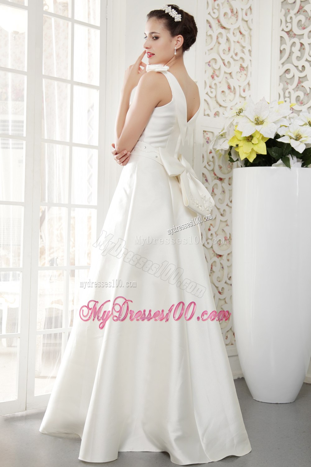 Brand New Princess V-neck Floor-length Beading Wedding Dress