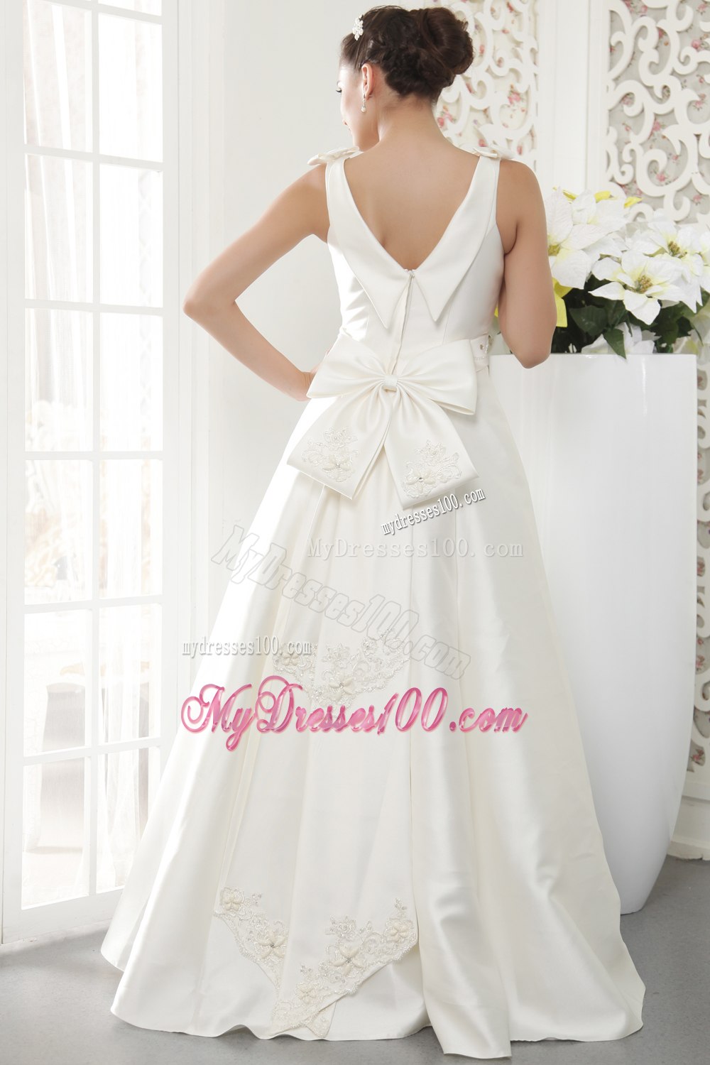 Brand New Princess V-neck Floor-length Beading Wedding Dress