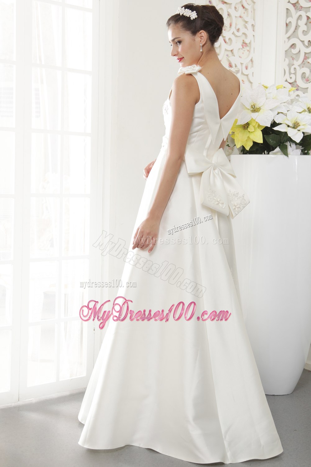 Brand New Princess V-neck Floor-length Beading Wedding Dress