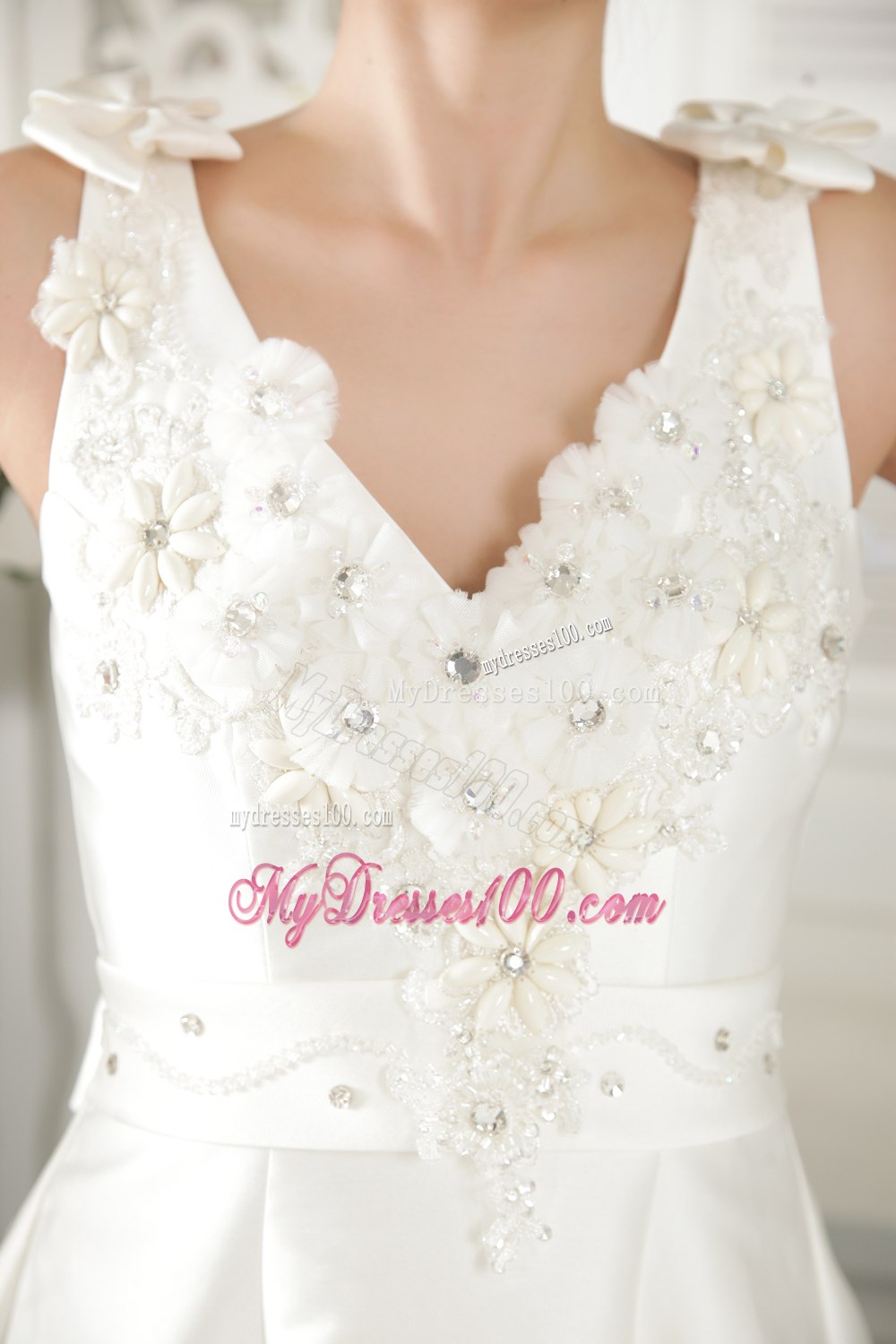 Brand New Princess V-neck Floor-length Beading Wedding Dress