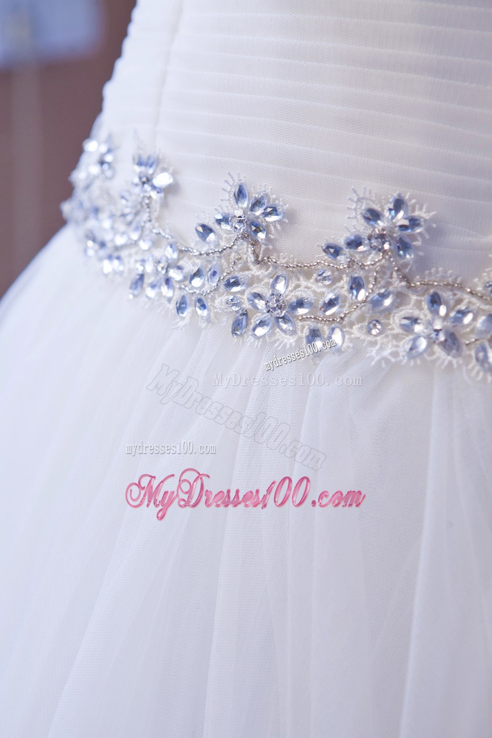 Brand New Straps Floor-length Beading and Belt Wedding Dress