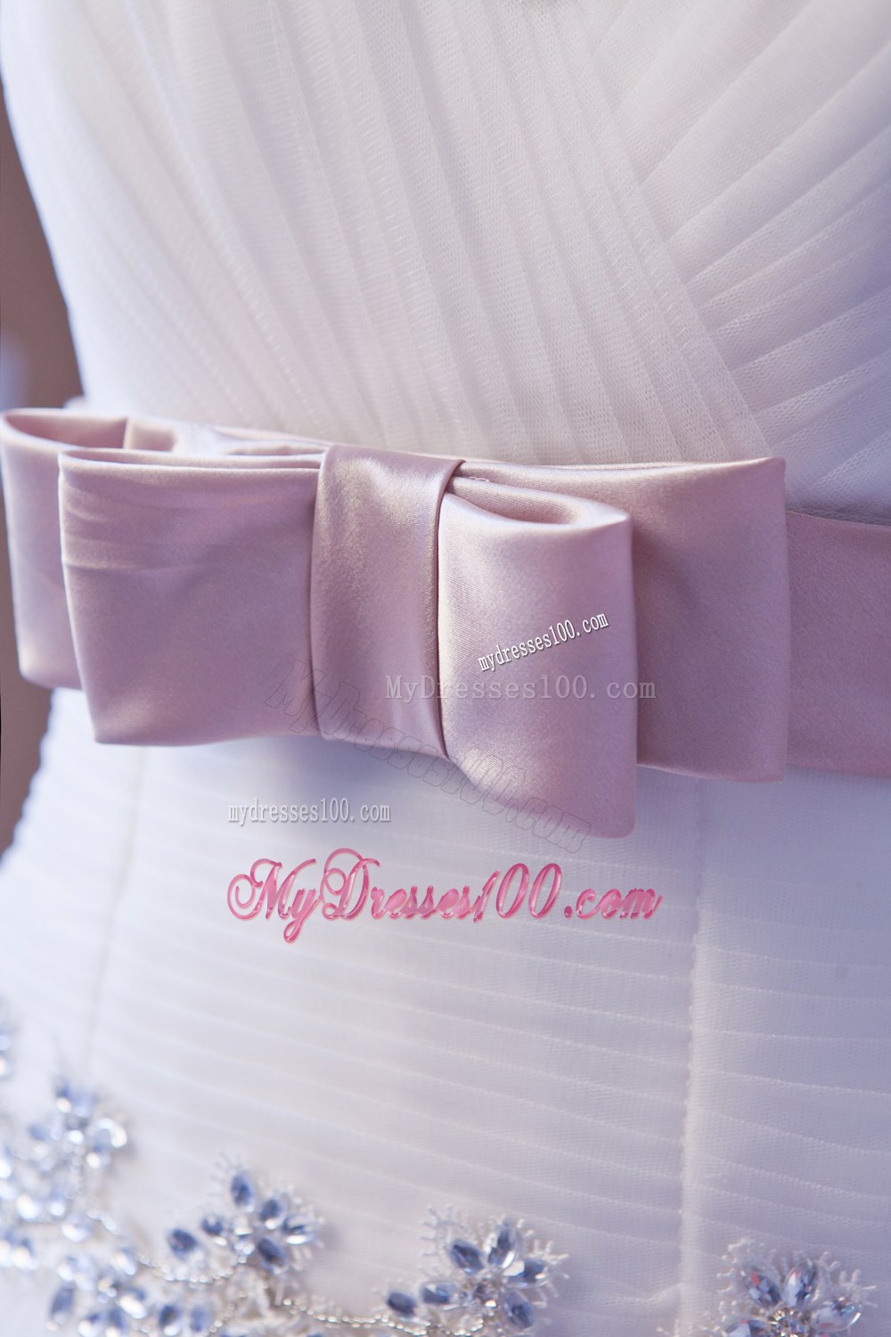 Brand New Straps Floor-length Beading and Belt Wedding Dress