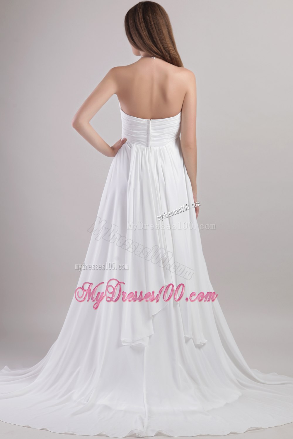 Brand New Empire Sweetheart Chapel Train Flowers Wedding Dresses