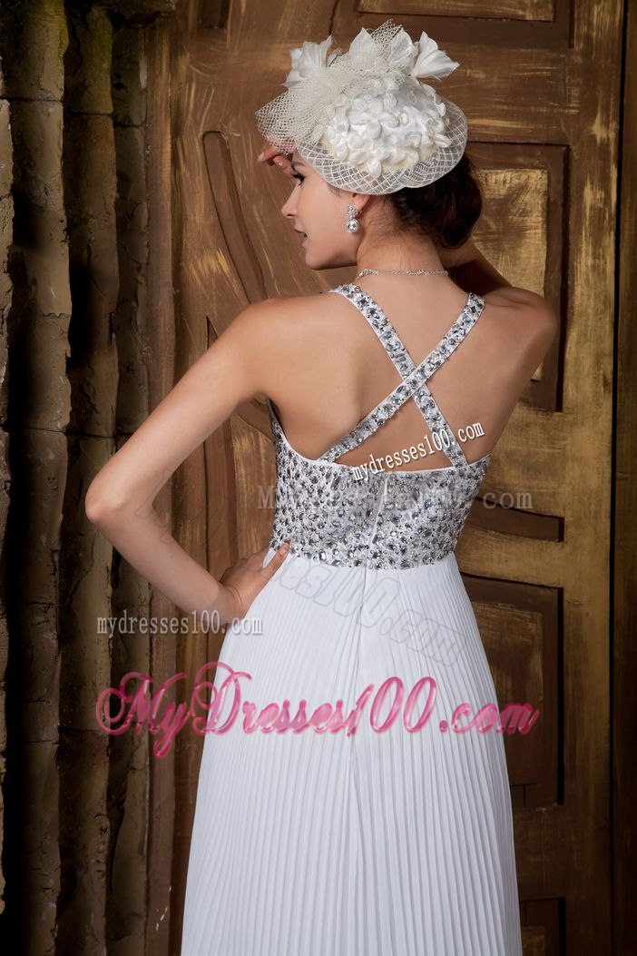 Classical Empire V-neck Floor-length Beading Beach Wedding Dress
