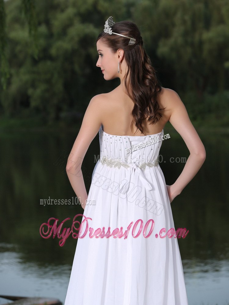 Clearance For Wedding Dress Empire Strapless Beading Sweep Train
