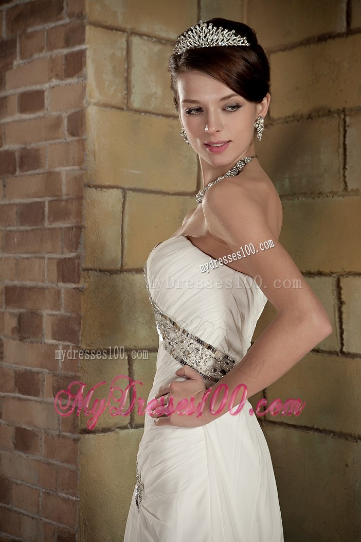 Custom Made Column Sweetheart Court Train Beading Wedding Dresses