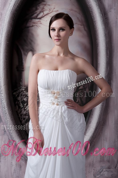 Custom Made Empire Strapless Sweep Train Appliques Wedding Dress