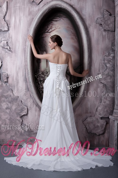 Custom Made Empire Strapless Sweep Train Appliques Wedding Dress