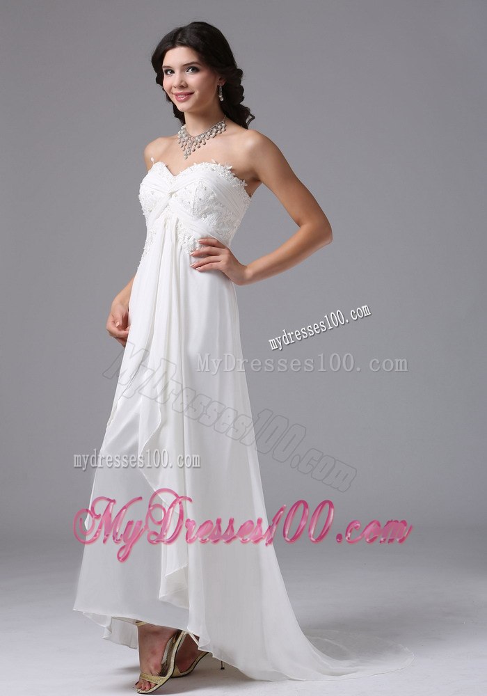 Custom Made Empire Sweetheart High-low Beach Wedding Dresses