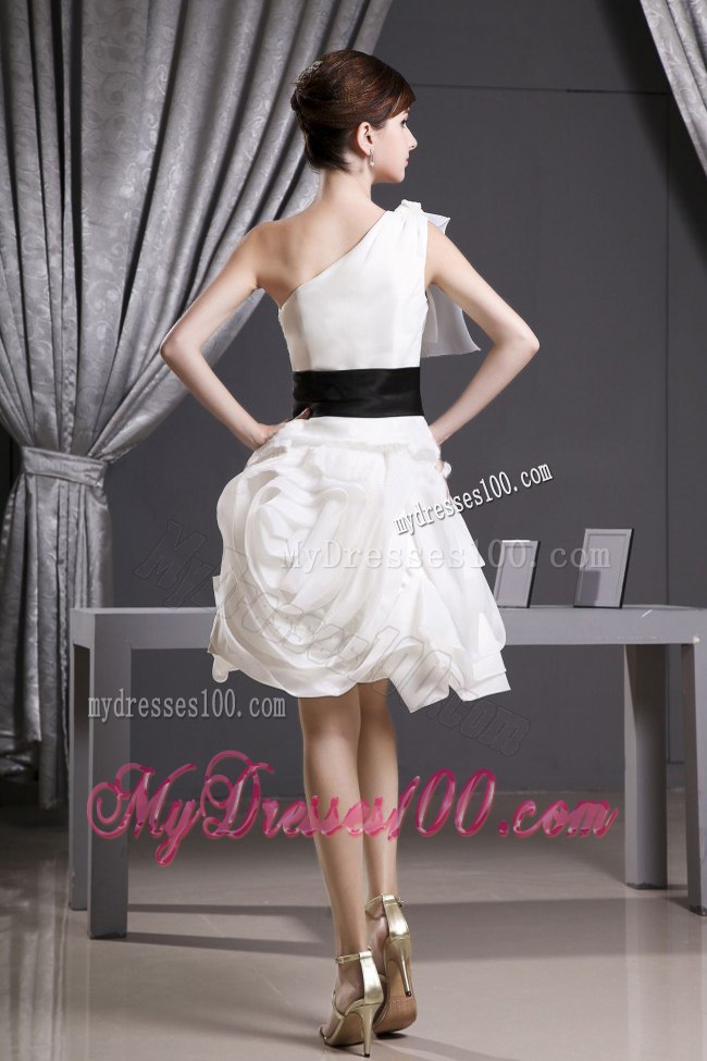 Custom Made Short Wedding Dress With Belt Mini-length One Shoulder