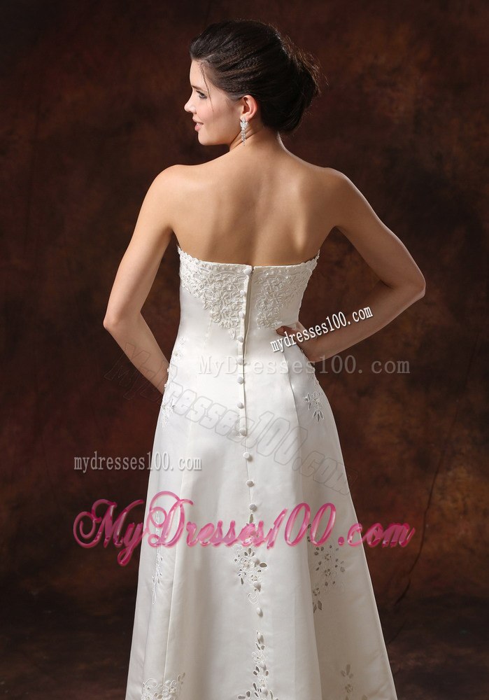 Custom Made Wedding Dress With Lace Over Skirt Strapless
