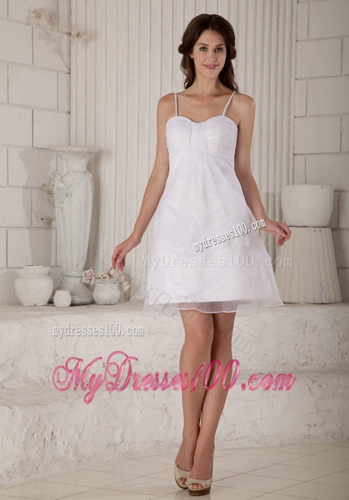 Cute Princess Spaghetti Straps Short Appliques Beach Wedding Dress