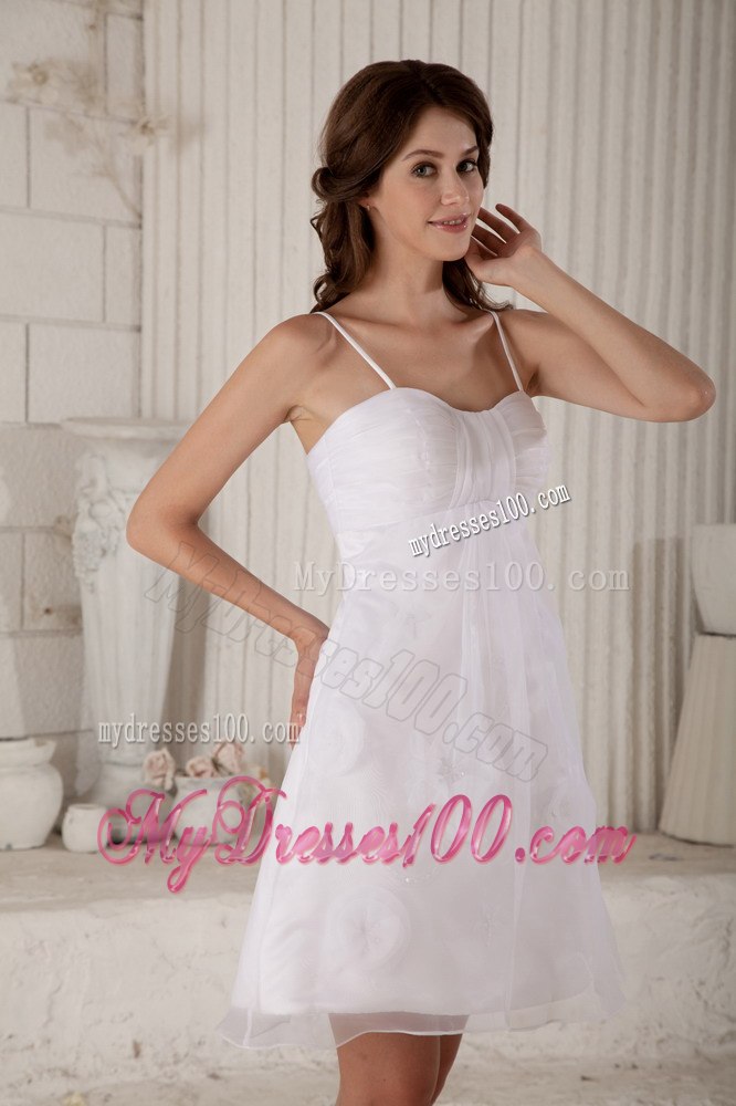 Cute Princess Spaghetti Straps Short Appliques Beach Wedding Dress