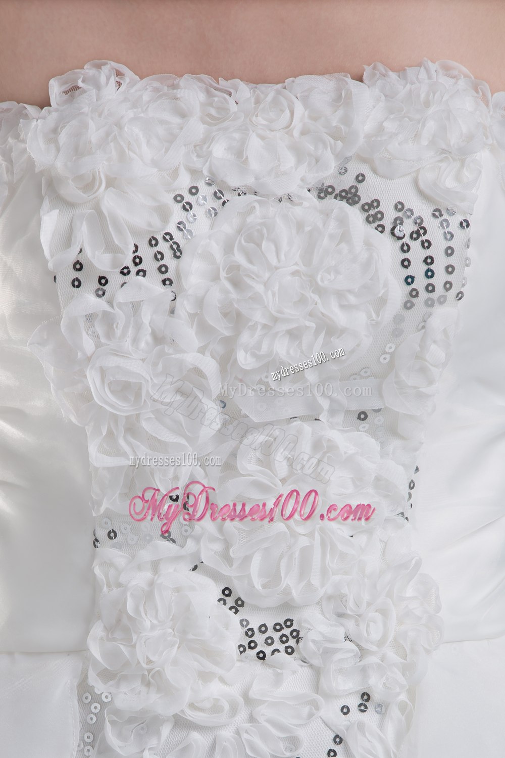 Discount Hand Made Flowers High Low Strapless Wedding Dresses