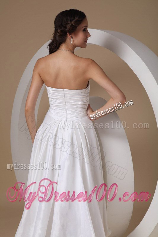 Cheap Sweetheart High-low Hand Made Flowers Wedding Dress