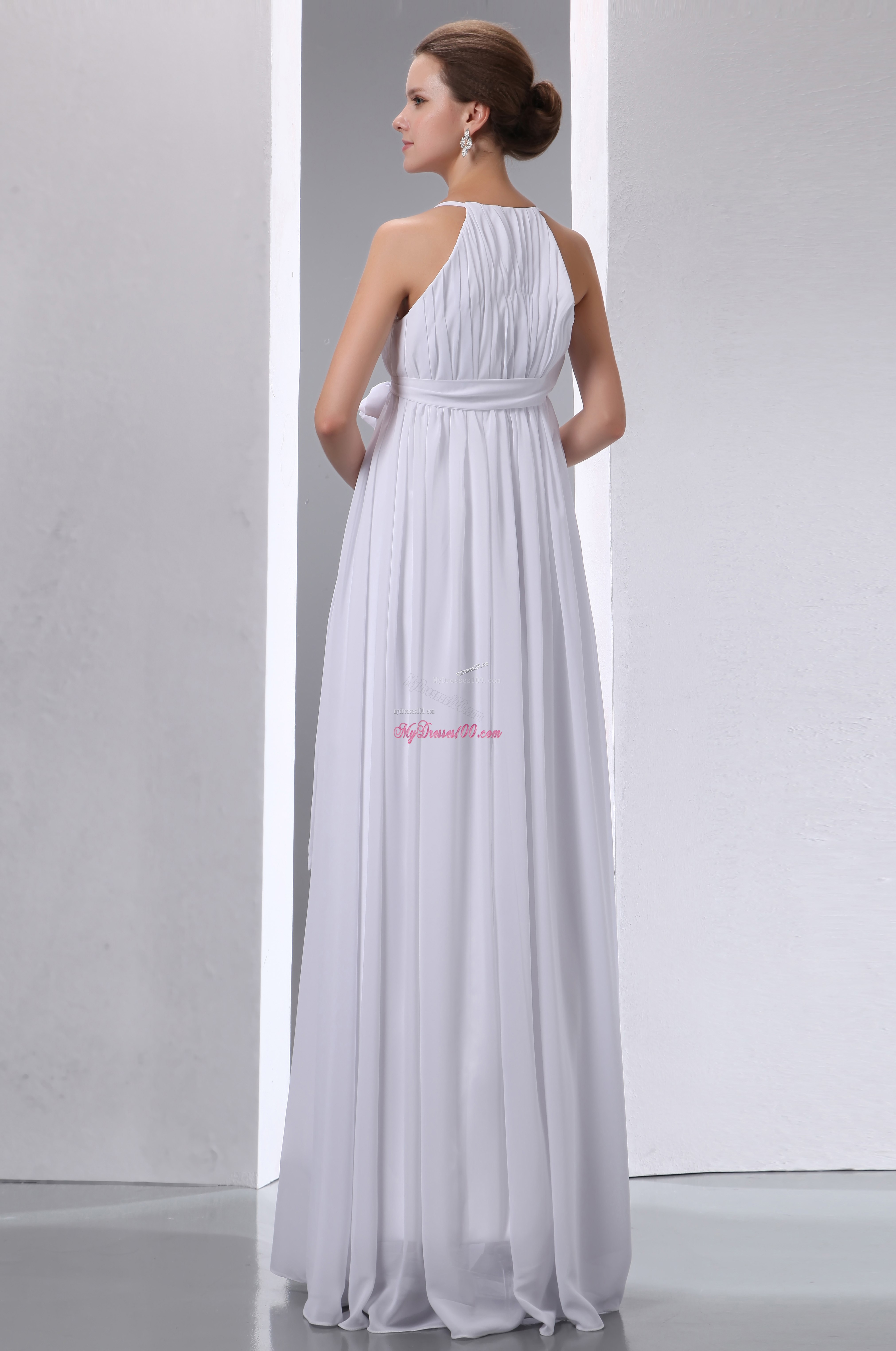 Elegant Empire Scoop Floor-length Ruching Maternity Wedding Dresses