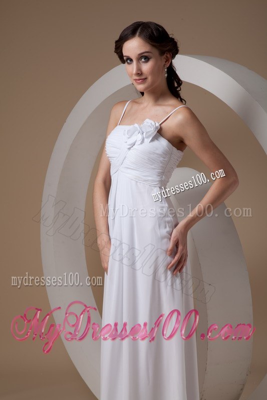 Elegant Empire Spaghetti Straps Ankle-length Ruched Wedding Dresses