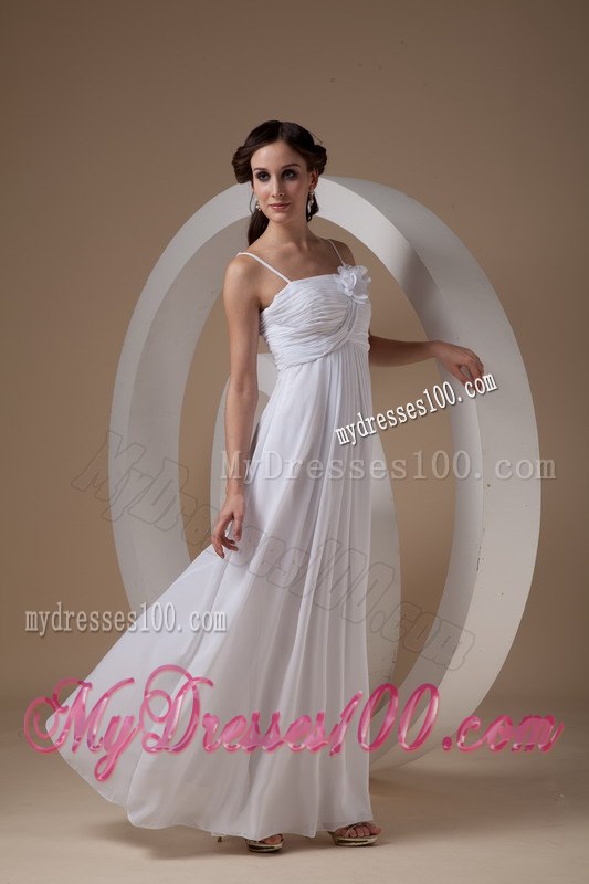 Elegant Empire Spaghetti Straps Ankle-length Ruched Wedding Dresses
