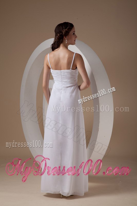 Elegant Empire Spaghetti Straps Ankle-length Ruched Wedding Dresses