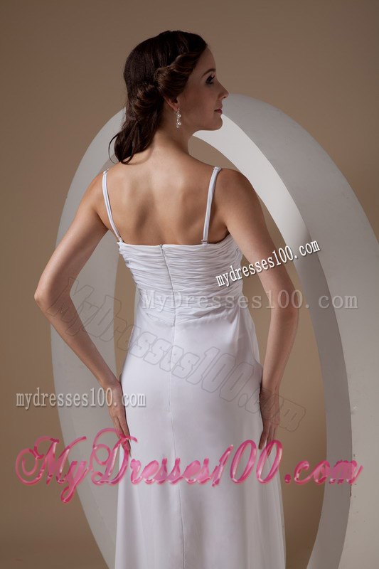 Elegant Empire Spaghetti Straps Ankle-length Ruched Wedding Dresses