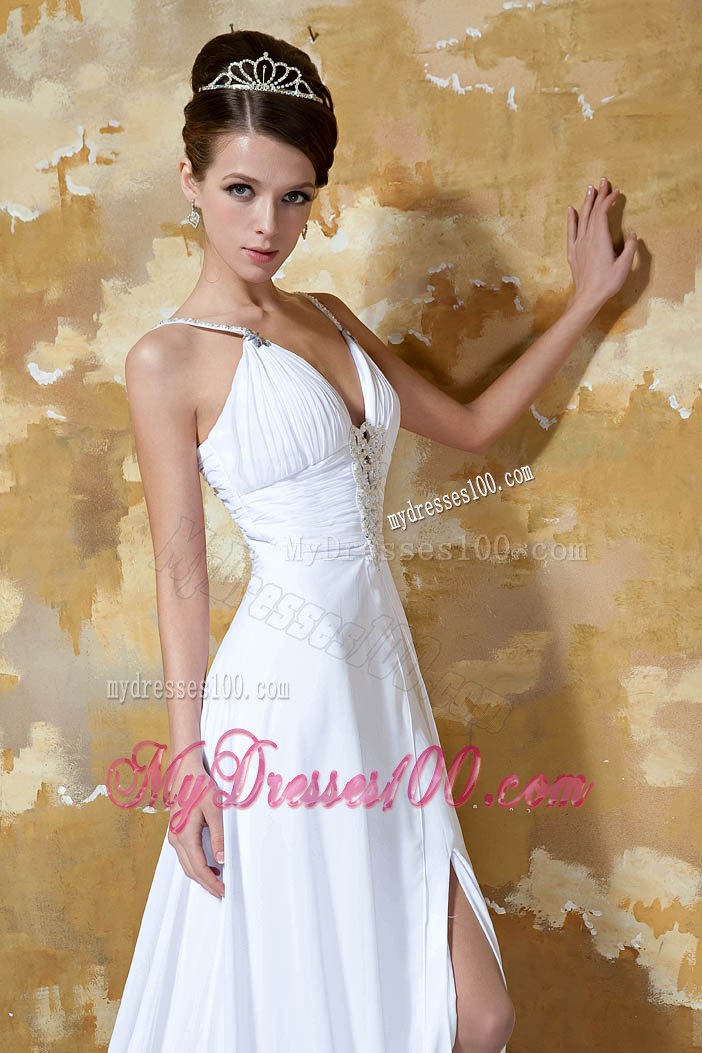 Elegant Empire Spaghetti Straps Court Train Beading Wedding Dresses