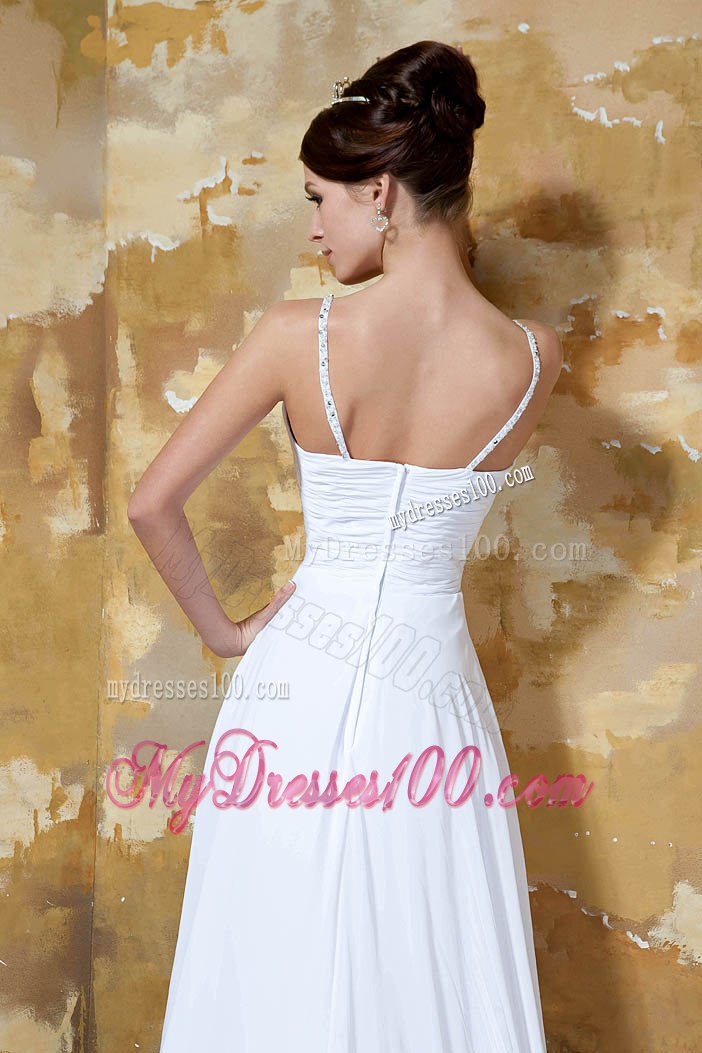 Elegant Empire Spaghetti Straps Court Train Beading Wedding Dresses