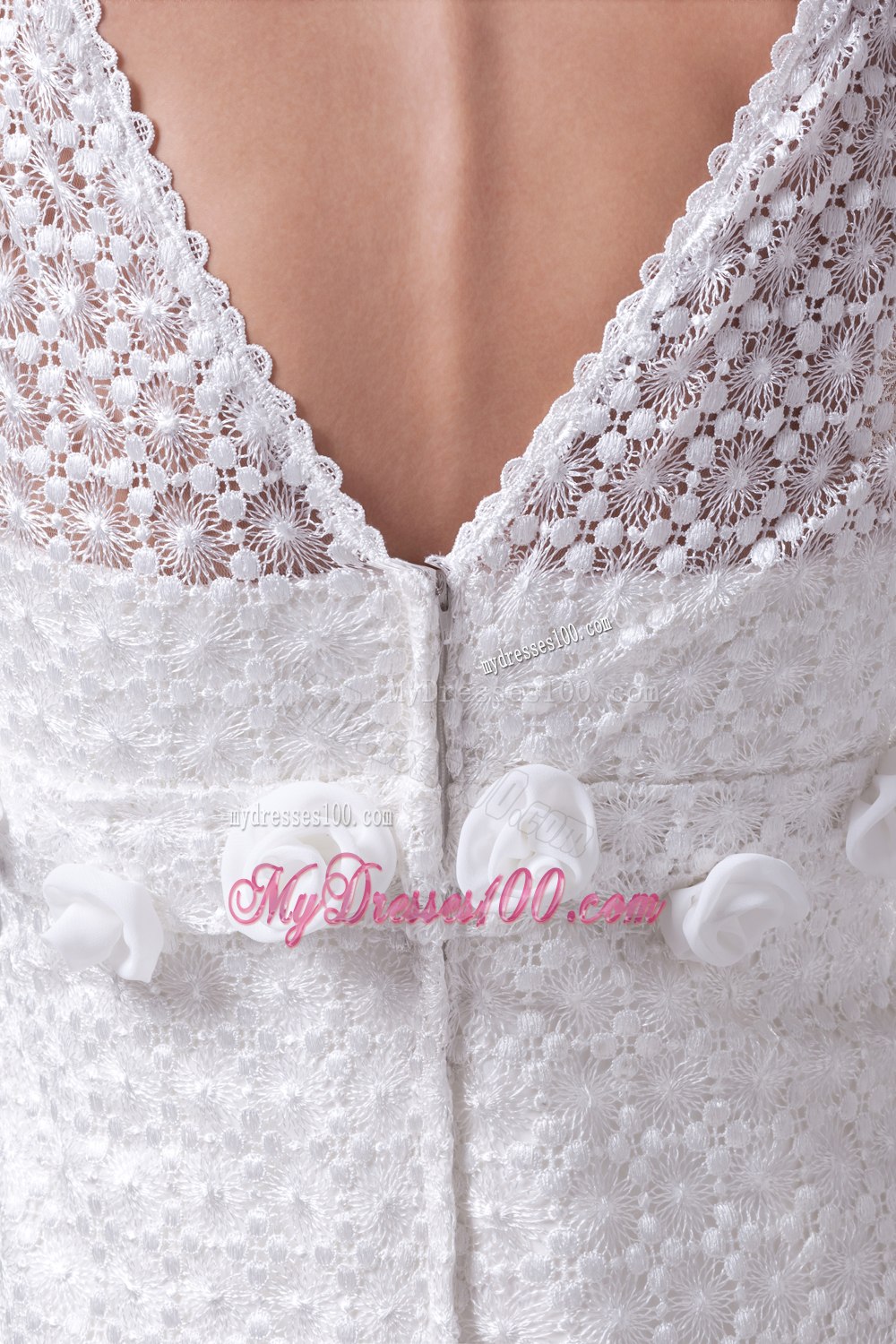 Elegant Hand Made Flowers Empire Square Neck Wedding Dresses