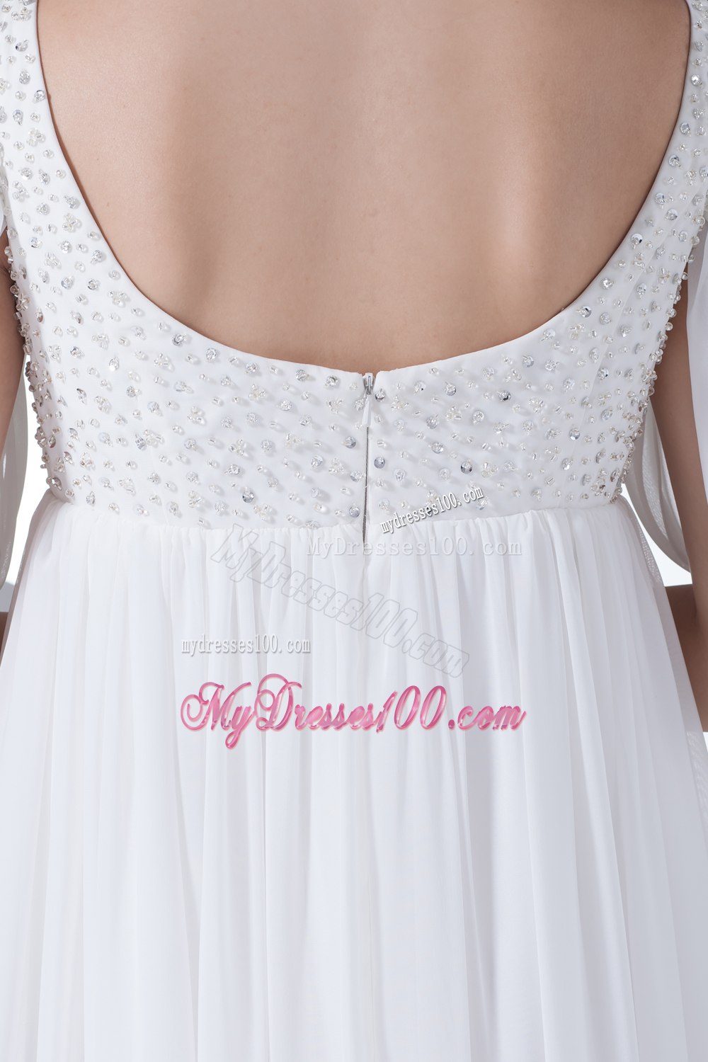 Empire Half Sleeves Straps Beading Wedding Dress