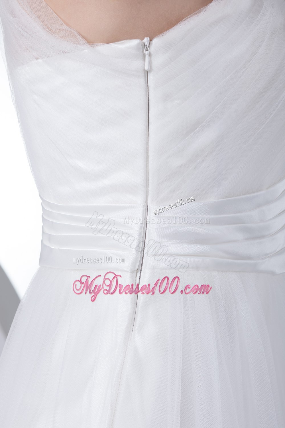 Empire One Shoulder Ruching Bow Wedding Dress