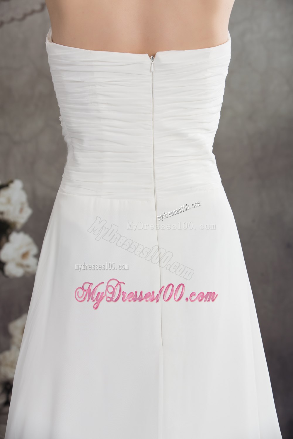 Empire Sweetheart Court Train Appliques Wedding Dress