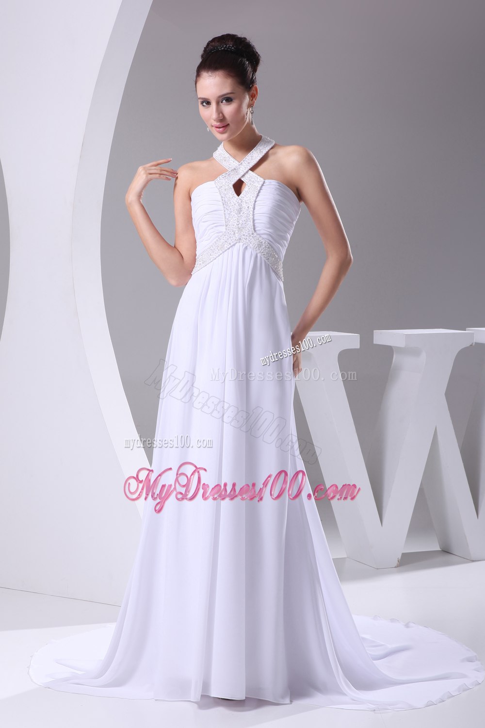 Simple One Shoulder Mermaid Feather Brush Train Wedding Dresses