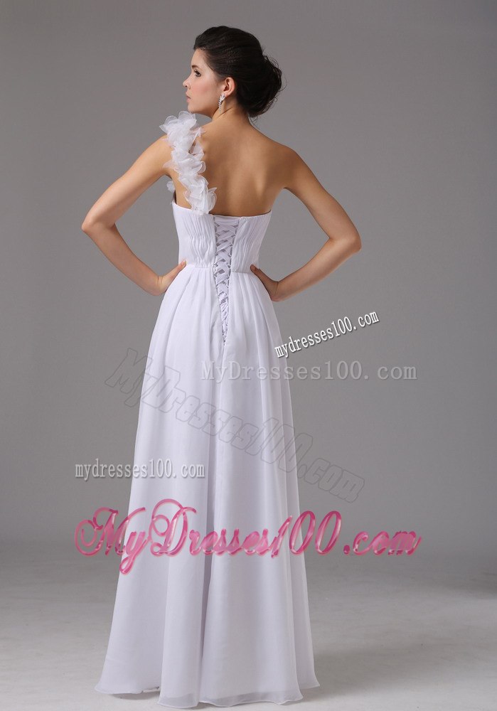 Hand Made Flowers Column One Shoulder Simple Wedding Dresses