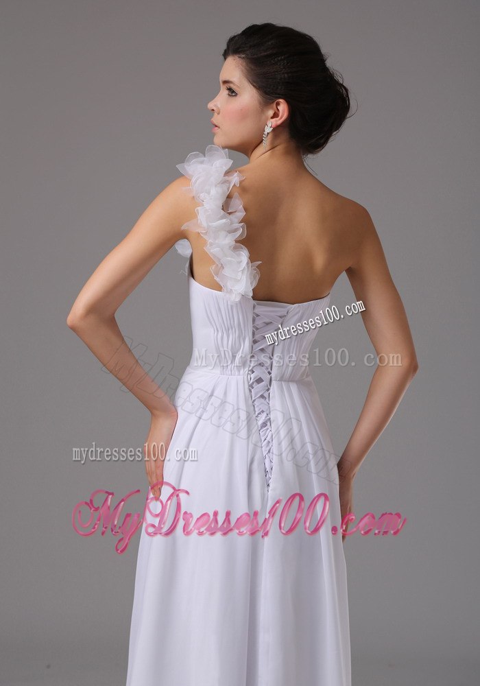 Hand Made Flowers Column One Shoulder Simple Wedding Dresses
