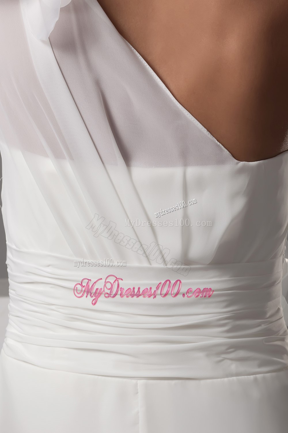 Hand Made Flowers One Shoulder Long Wedding Dress