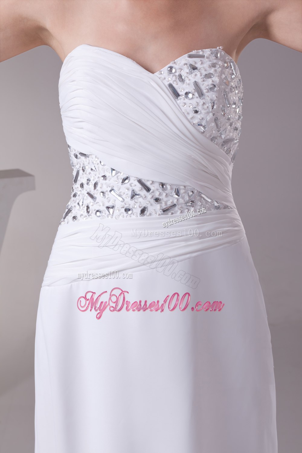 High Slit Fashionable Beaded Sweetheart Empire 2013 Wedding Dress