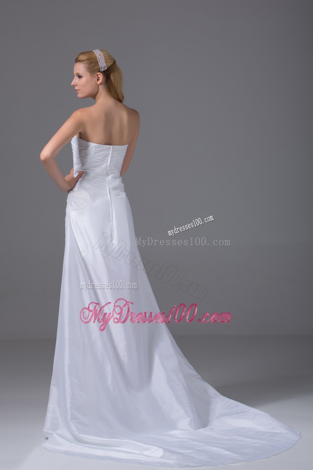 2013 High-low Strapless Hand Made Flowers Lace Wedding Dresses