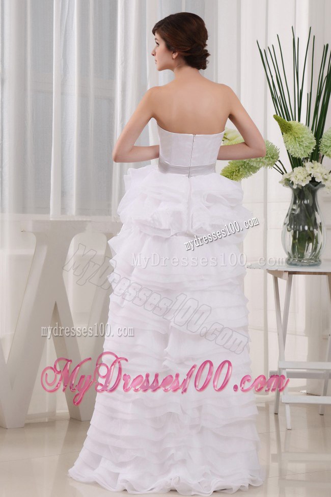 High-low Column Sweetheart and Ruffles For 2013 Beach Wedding Dress