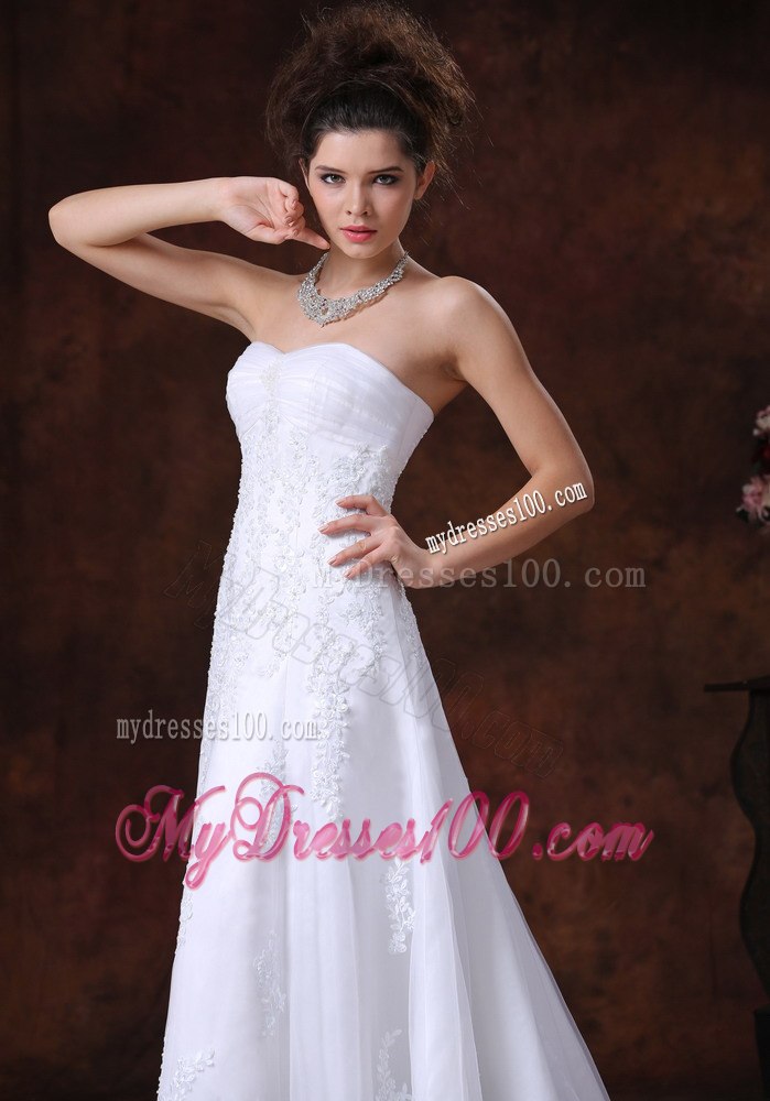 Lace Sweetheart A-Line Brush Romantic Wedding Dress With Beading