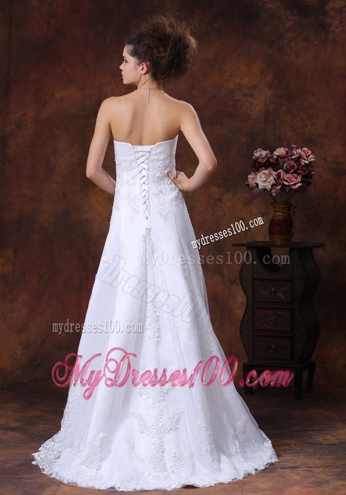 Lace Sweetheart A-Line Brush Romantic Wedding Dress With Beading