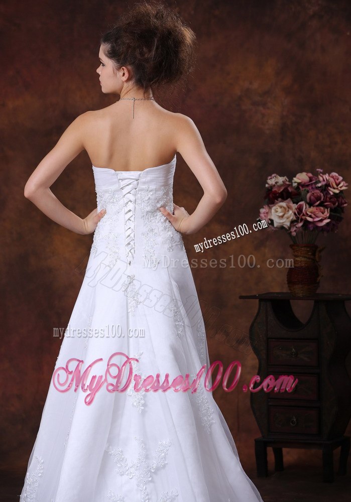Lace Sweetheart A-Line Brush Romantic Wedding Dress With Beading