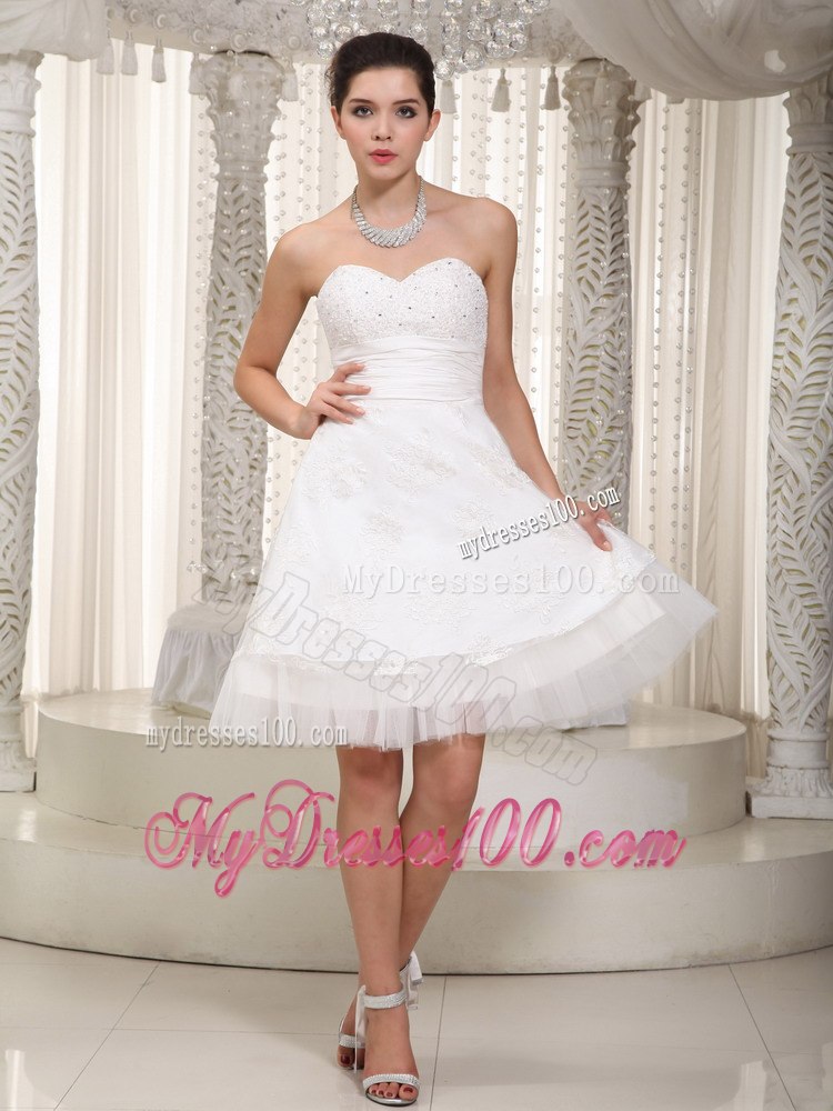 Lovely Sweetheart Mini-length Appliques Beach 2013 Wedding Dress
