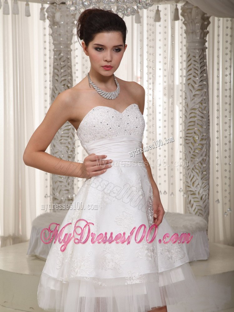 Lovely Sweetheart Mini-length Appliques Beach 2013 Wedding Dress