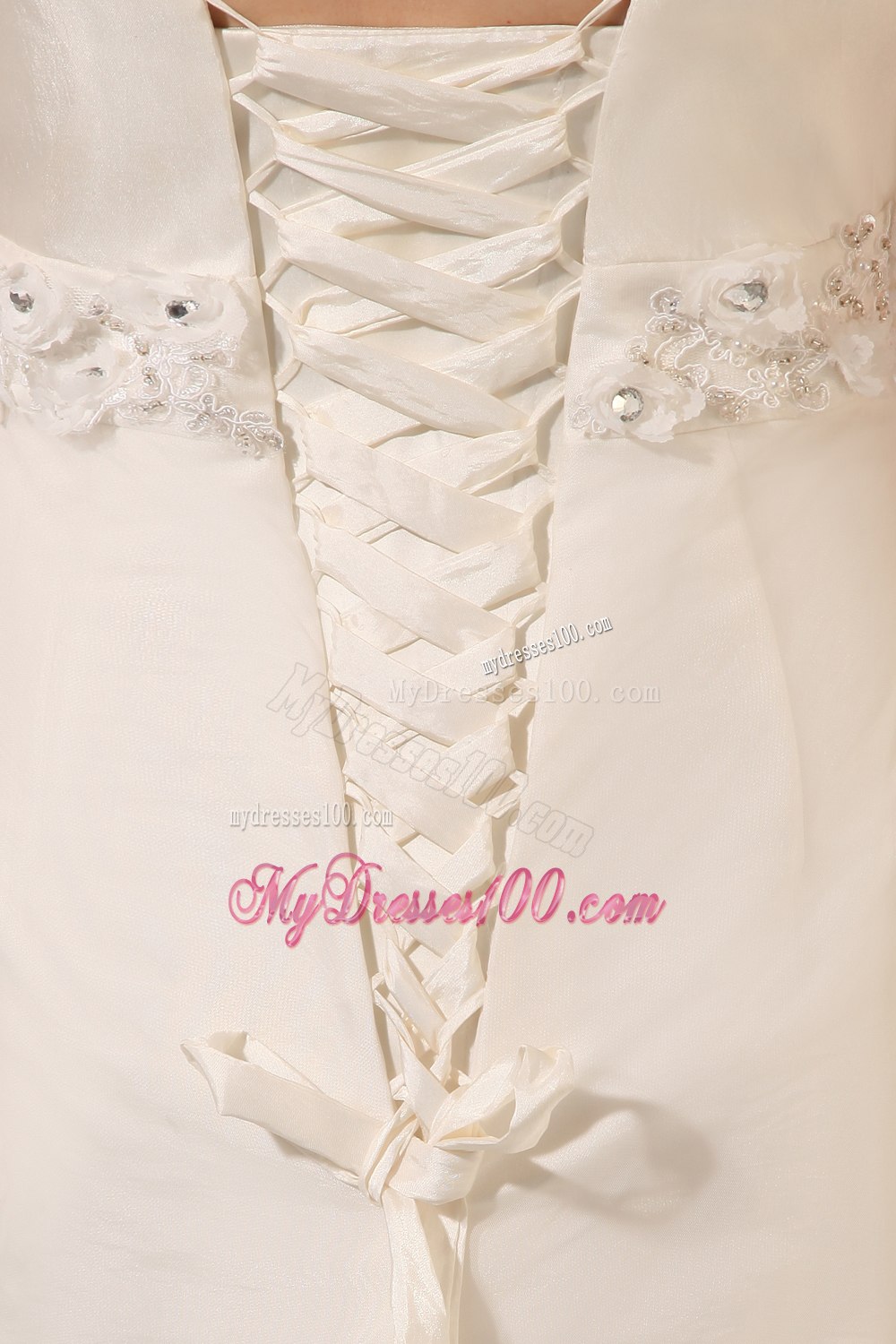 Column Sweetheart Court Train Hand Made Flower Wedding Dresses