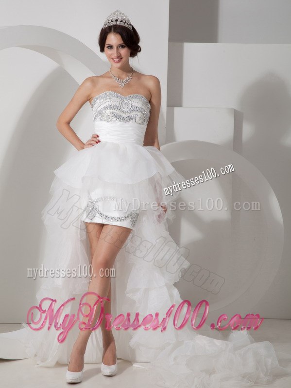 Lovely Column Sweetheart High-low Beading 2013 Fall Wedding Dress