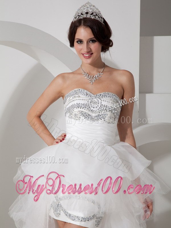 Lovely Column Sweetheart High-low Beading 2013 Fall Wedding Dress