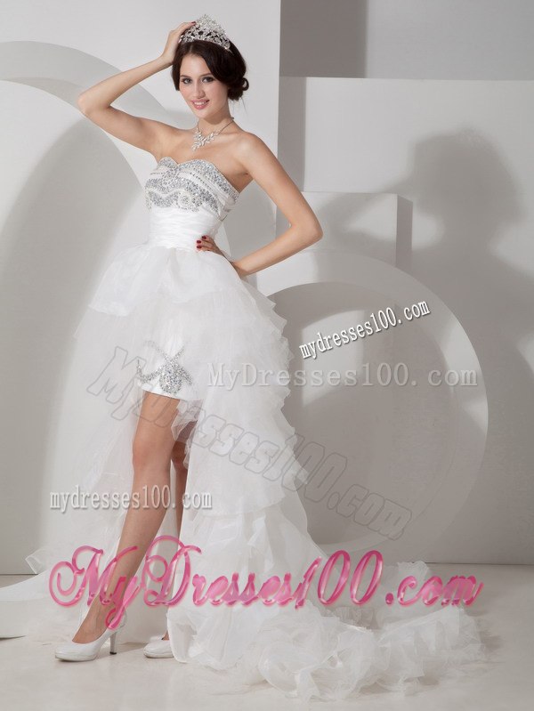 Lovely Column Sweetheart High-low Beading 2013 Fall Wedding Dress