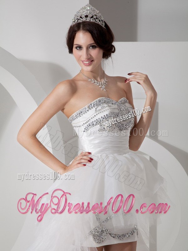 Lovely Column Sweetheart High-low Beading 2013 Fall Wedding Dress