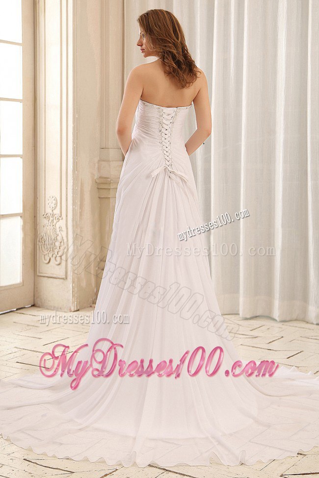Luxurious Empire Halter Appliques and Ruched Wedding Dress For Hall